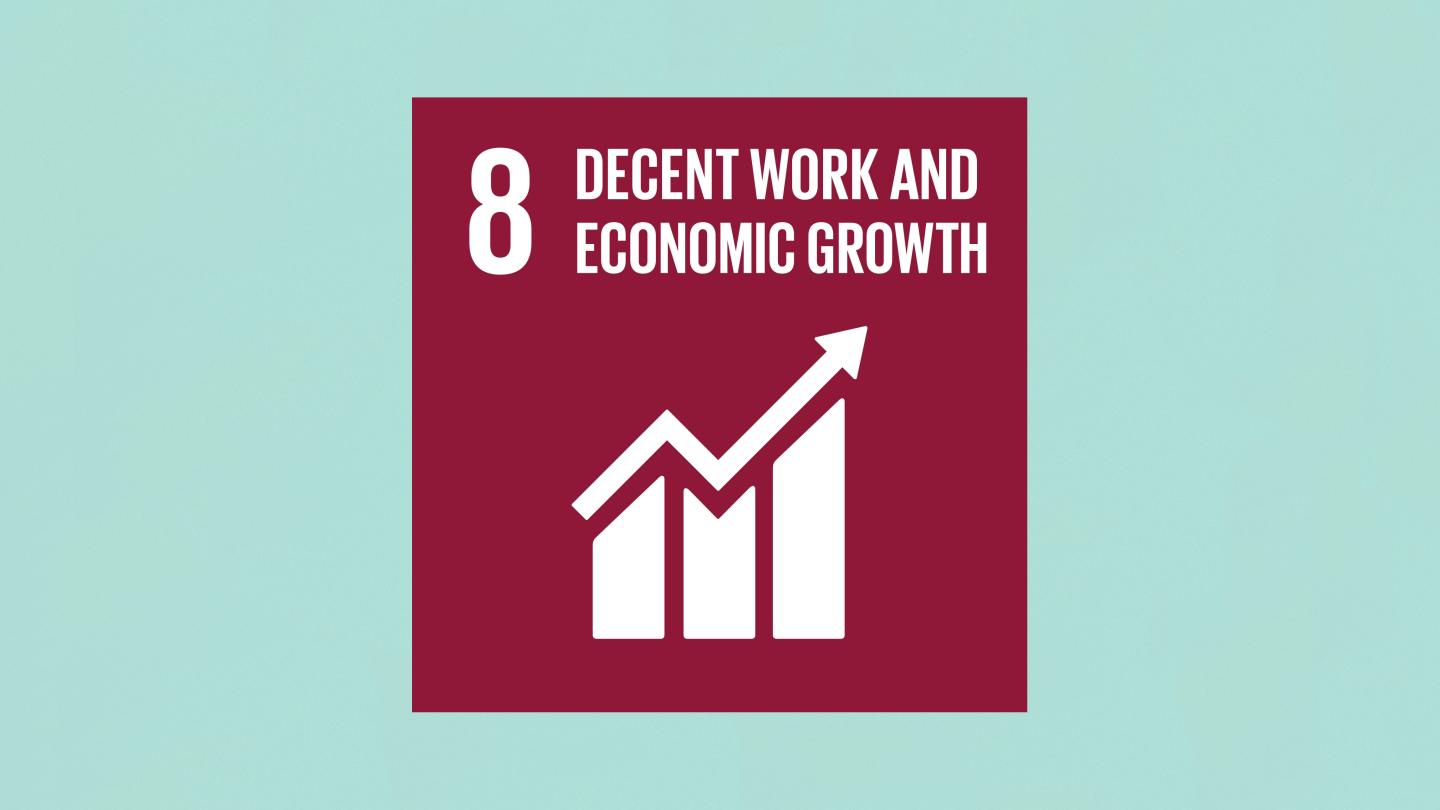Graphic representation of UN Sustainable Development Goal 8: Decent Work and Economic Growth
